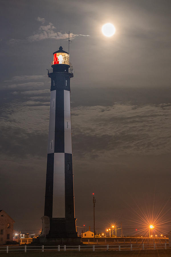 The Cape Henry Lighthose and the 06-13 Supermoon Photograph by Jeff Abrahamson
