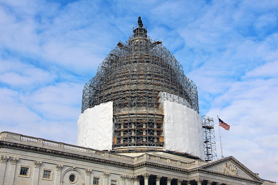 United States Capitol Dome Scaffolding Photograph by Cora Wandel