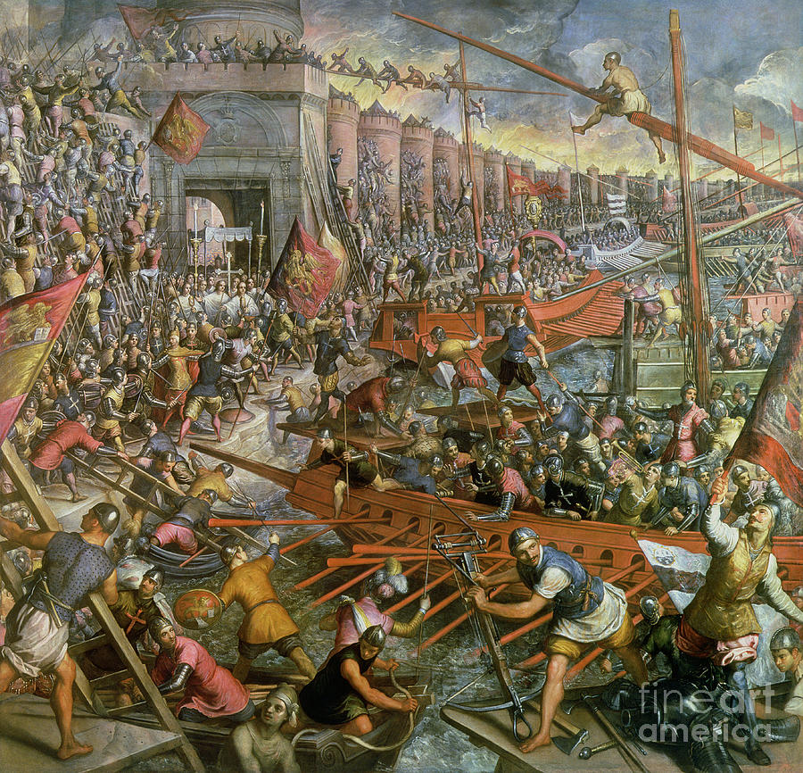 Tintoretto Painting - The Capture of Constantinople in 1204 by Jacopo Robusti Tintoretto