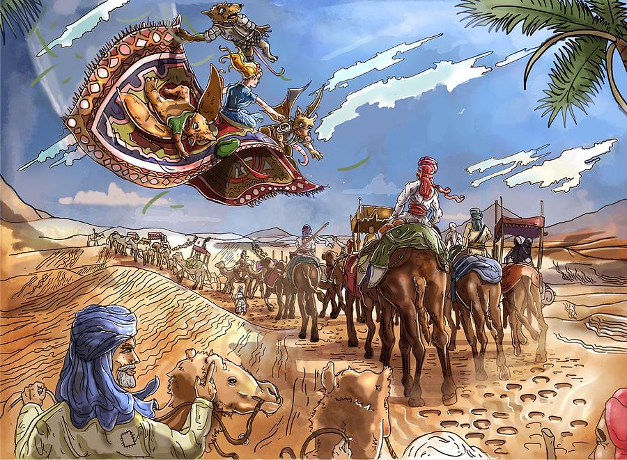 The Caravan in the Sahara Painting by Reynold Jay