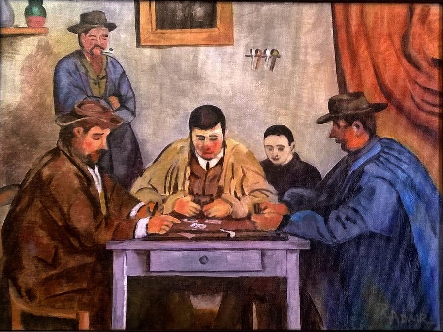 The Card Players Painting by Cezanne-R Adair