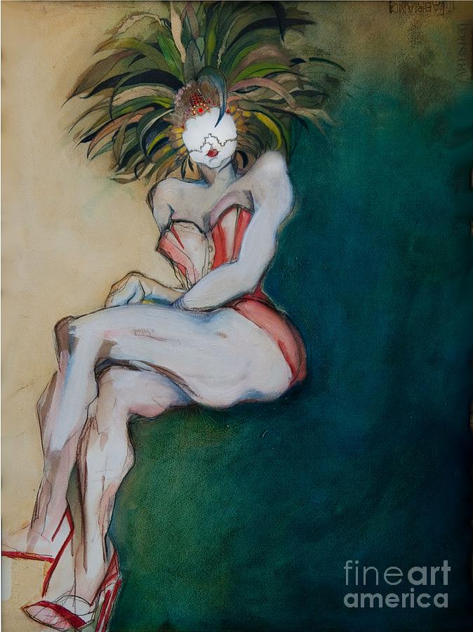 The Carnival Queen - Masked Woman Painting by Carolyn Weltman