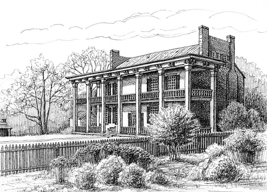 Architecture Drawing - The Carnton Plantation in Franklin Tennessee by Janet King