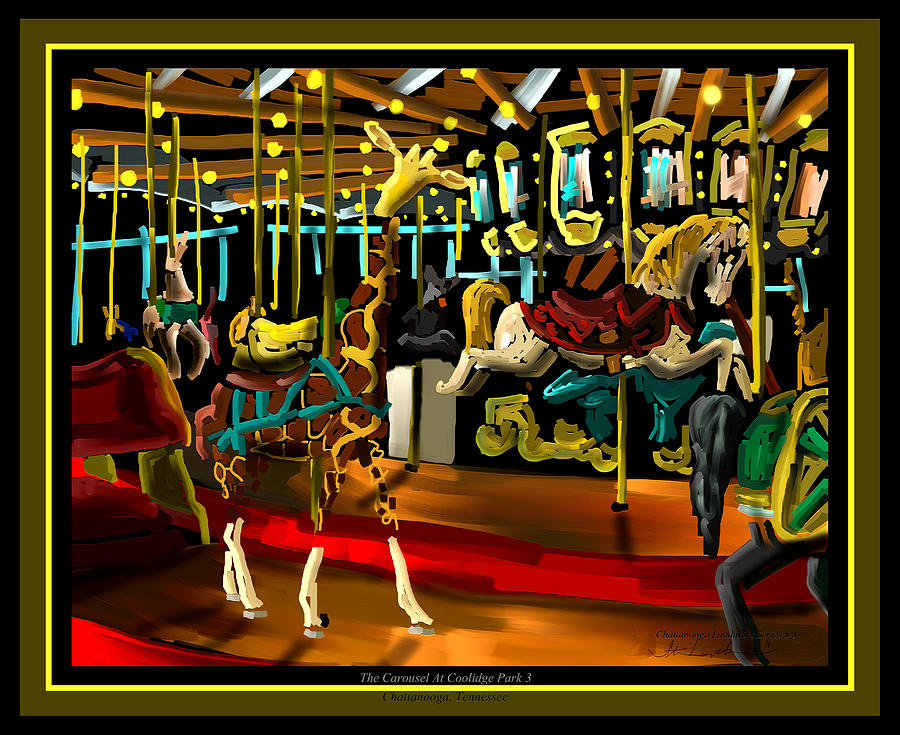The Carousel At Coolidge Park Three - Chattanooga Landmark Series - # 8 Painting by Steven Lebron Langston