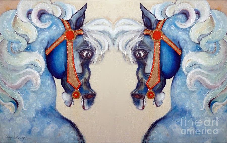 The Carousel Twins Mixed Media by Carolyn Weltman