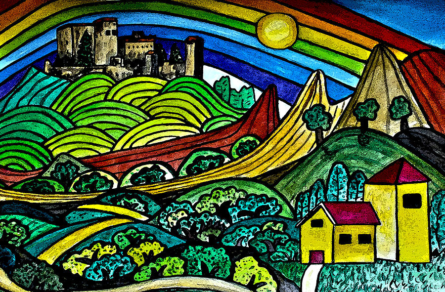 The Castles Rainbow Painting by Monica Engeler
