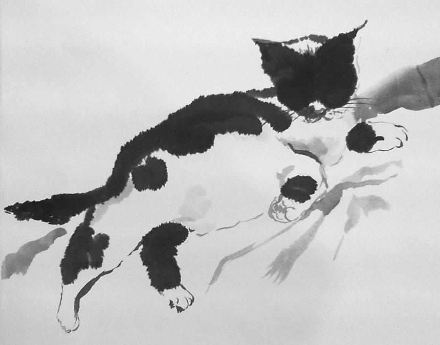 The cat Painting by Asha Sudhaker Shenoy