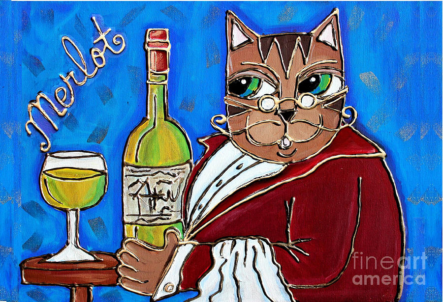 Cat Painting - The Cat Butler by Cynthia Snyder