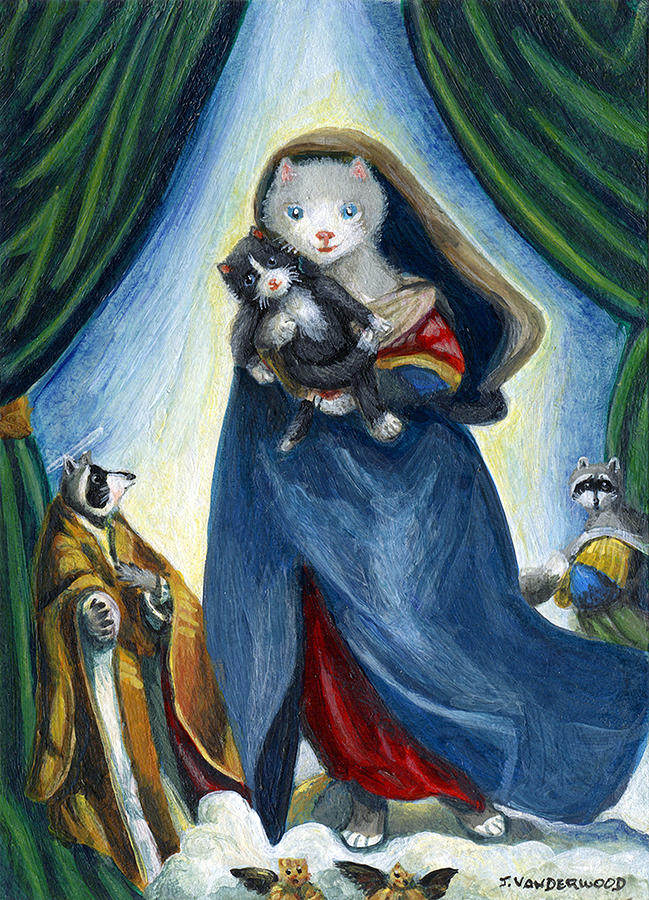 The Cat Madonna and Kitten Painting by Jacquelin L Westerman