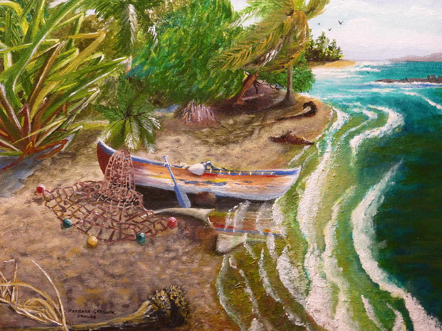 Sandy Shoreline Painting - The Catch Is In by Barbara Ebeling