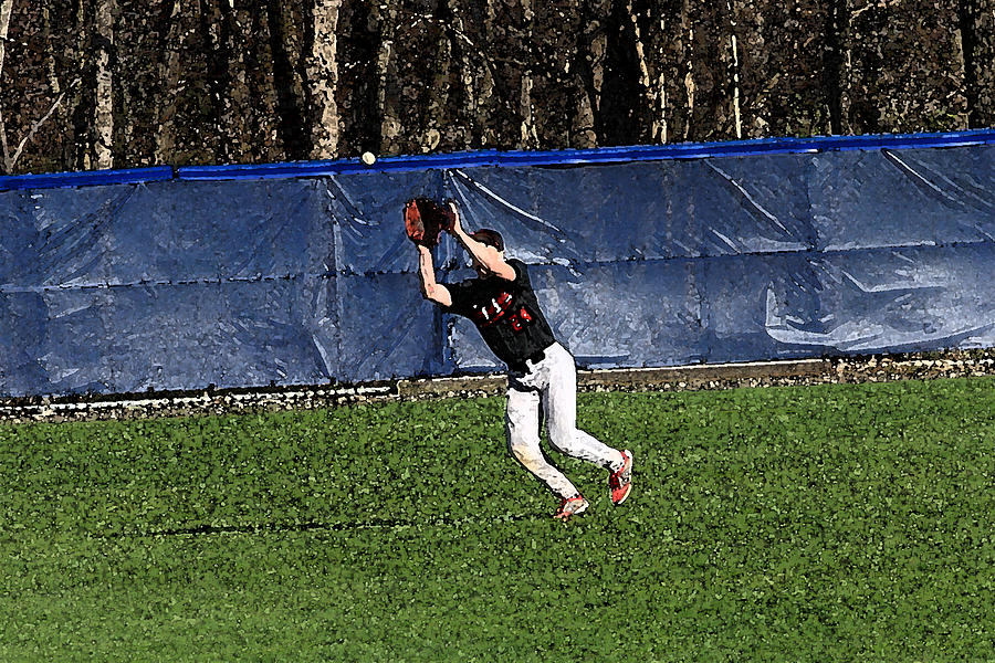 Baseball Photograph - The Catch with Watercolor Effect by Frank Romeo