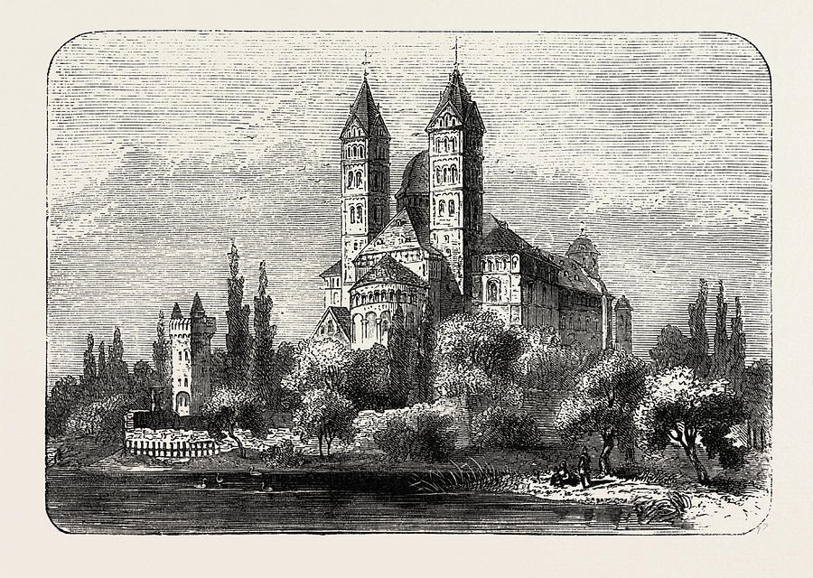 The Cathedral At Speyer Germany Drawing by German School - Pixels