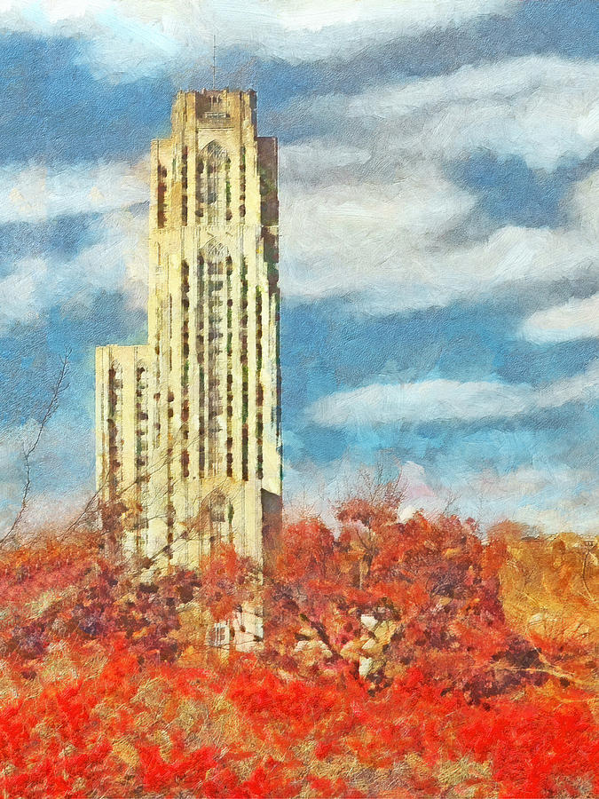 Pittsburgh Digital Art - The Cathedral of Learning at the University of Pittsburgh by Digital Photographic Arts