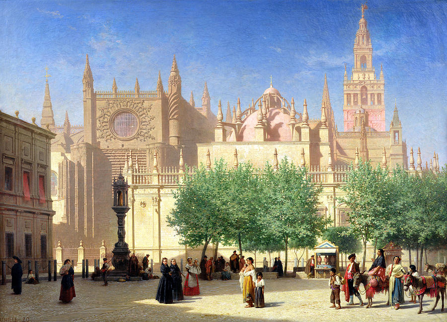 The Cathedral Of Seville Painting by Achille Zo
