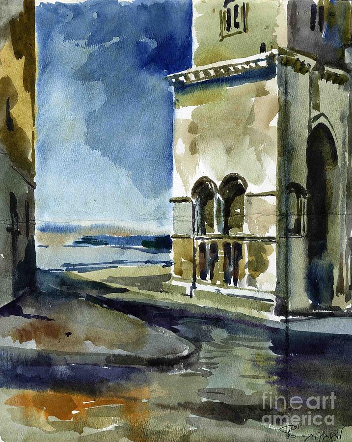 Landmark Painting - The Cathedral of Trani in Italy by Anna Lobovikov-Katz