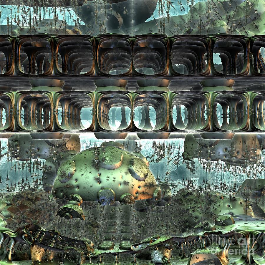 Mandelbulb 3d Digital Art - The Caverns of Gliese 876 d by Geoffrey Barnes