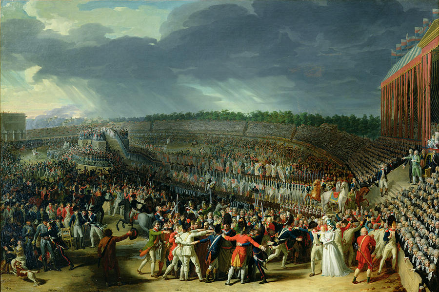 Crowd Photograph - The Celebration Of The Federation, Champs De Mars, Paris, 14 July 1790 Oil On Canvas by Charles Thevenin