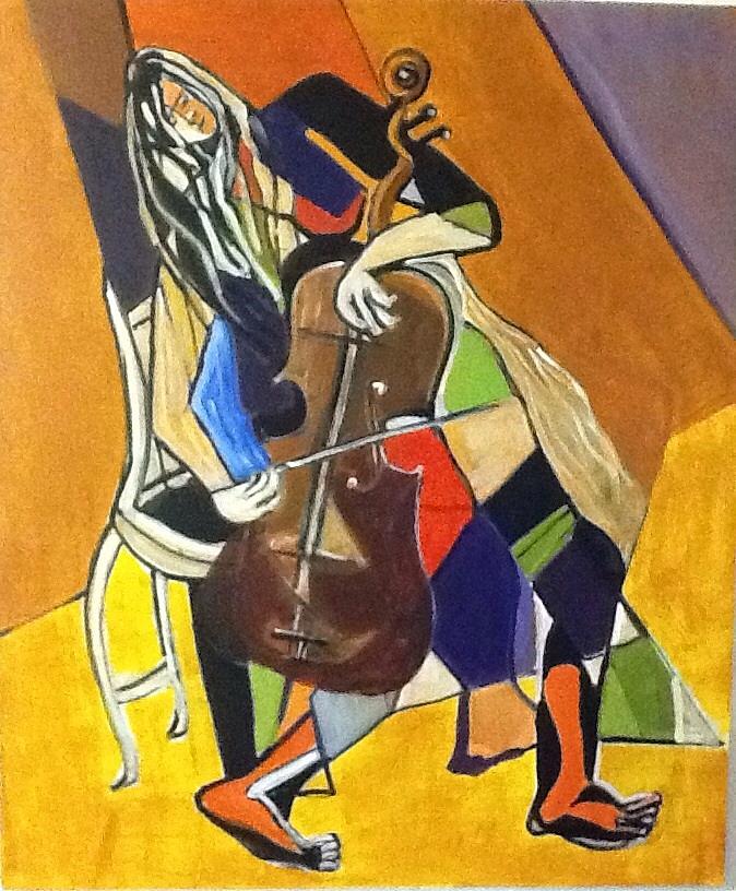Music Painting - The Cello by Faiq Hadad