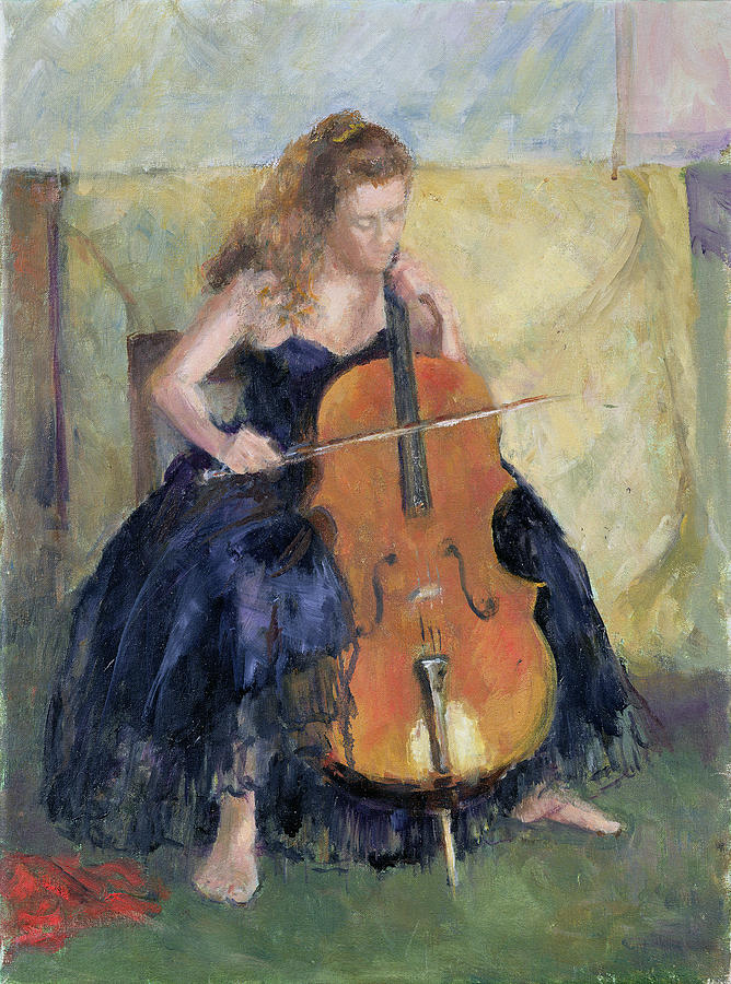 The Cello Player, 1995 Painting by Karen Armitage