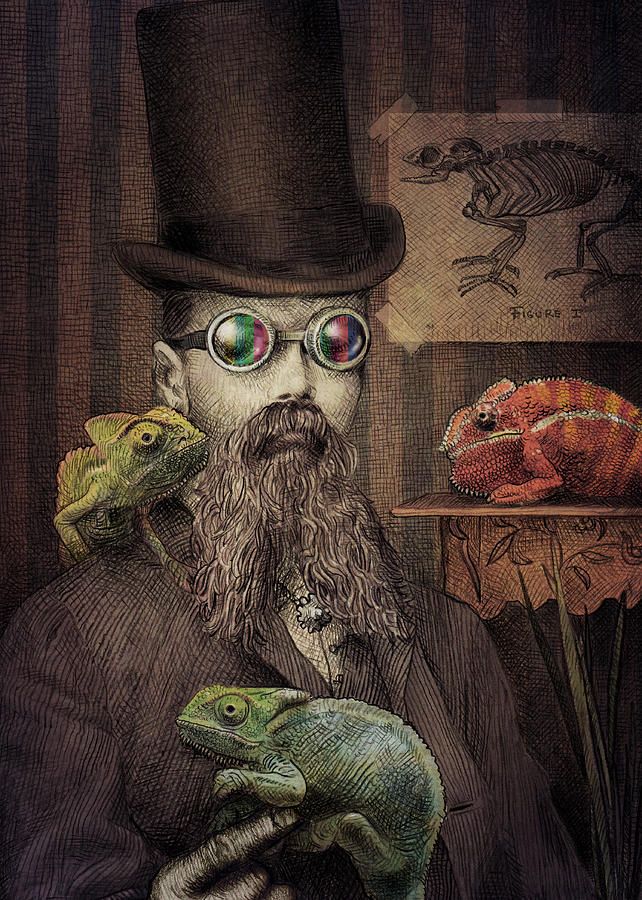 Chameleon Drawing - The Chameleon Collector by Eric Fan Chameleon Drawing - The Chameleon Collector by Eric Fan