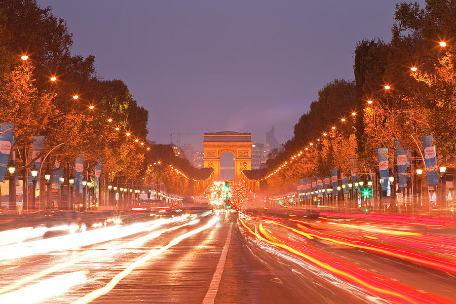 The Champs Elysees And Arc De Triomphe Photograph by Julian Elliott Photography