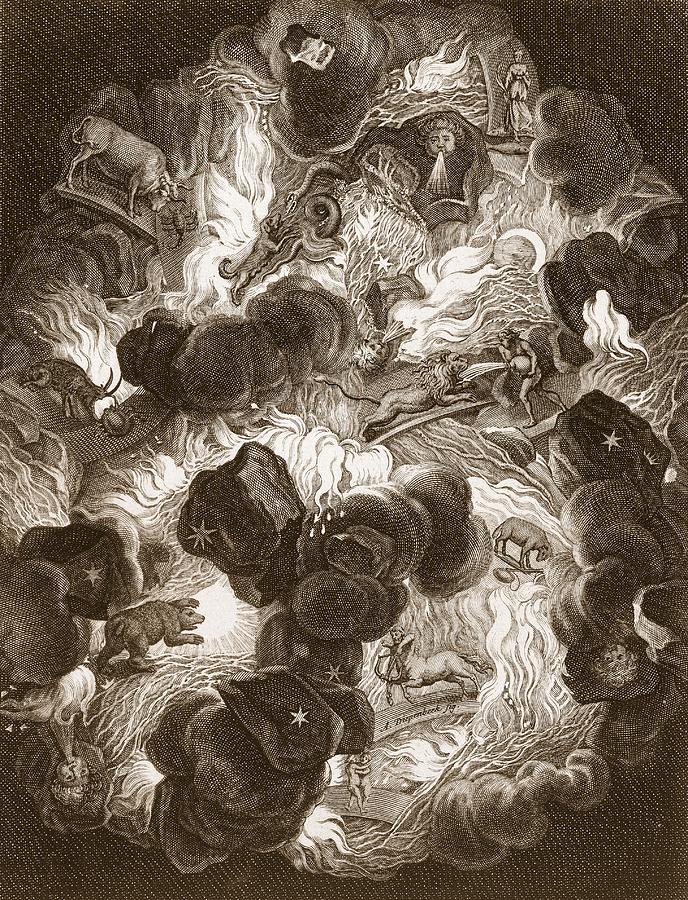 Zodiac Drawing - The Chaos, Engraved By Bernard Picart by Abraham Jansz van. Diepenbeeck