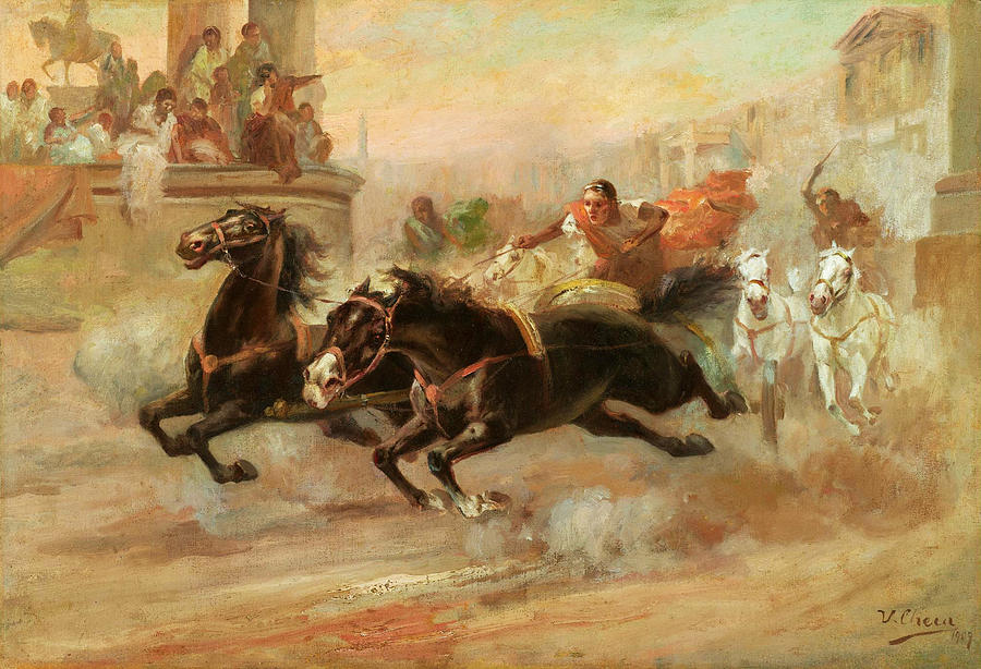 The Chariot Race Painting by Ulpiano Checa