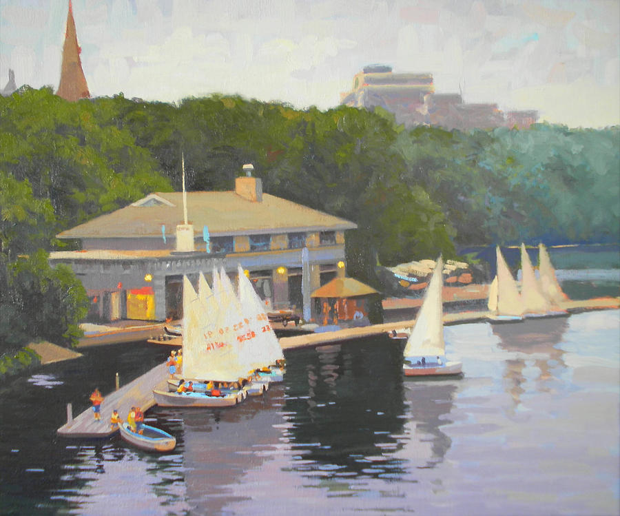 Boston Painting - The Charles River Sailing Club by Dianne Panarelli Miller
