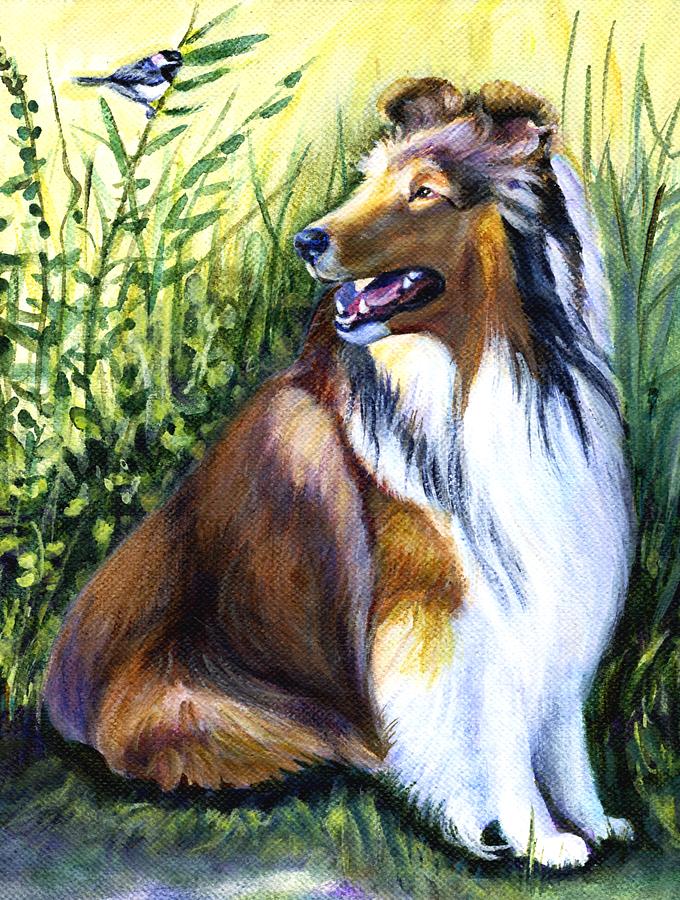 Collie Painting - The Chat by Jeanne  McNally
