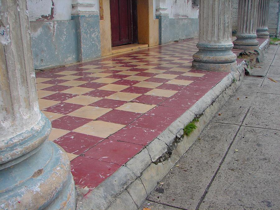 Tiles Photograph - The Checkered Tile Porch by Beth Goddard