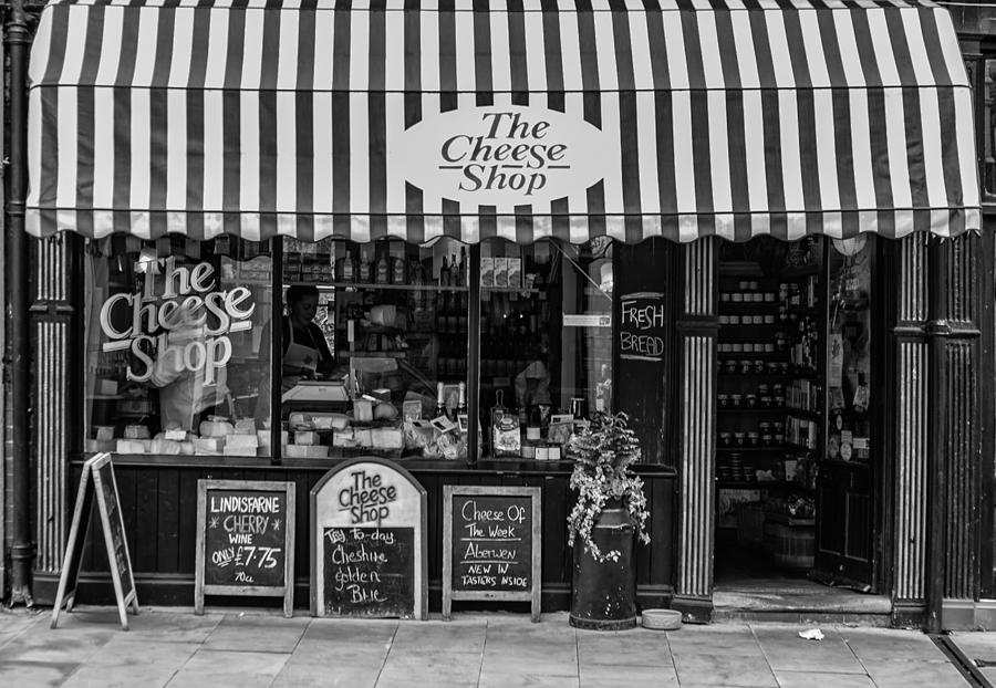 Bread Photograph - The Cheese Shop in black and white by Georgia Clare