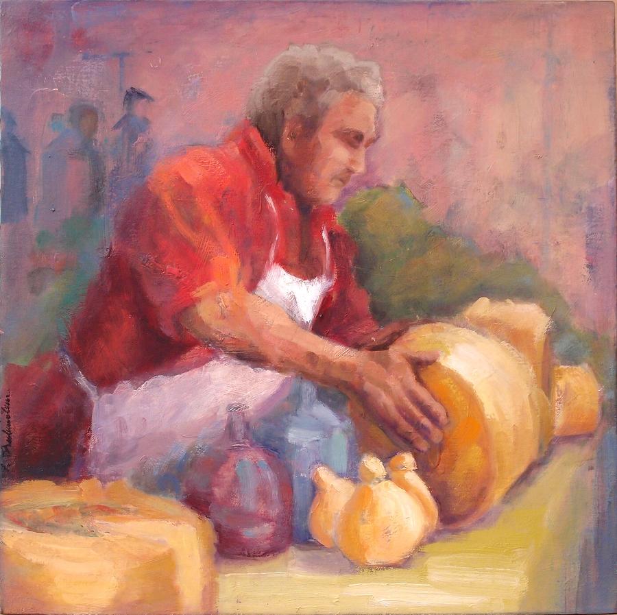 Cheese Painting - The Cheese Vendor by Pamela Rubinstein