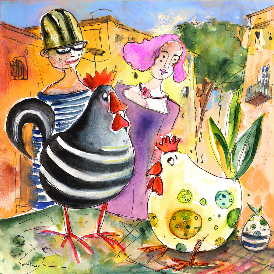 The Chicken from Taormina Painting by Miki De Goodaboom