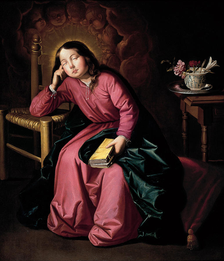 The Child Virgin Asleep Painting by Francisco de Zurbaran