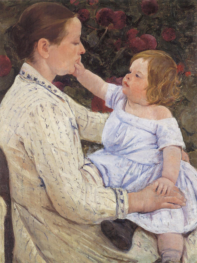 The Childs Caress Painting by Mary Stevenson Cassatt