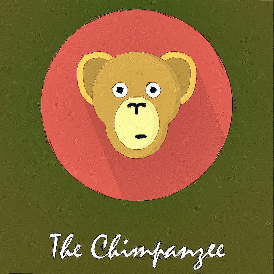 The Chimpanzee Cute Portrait Painting by Florian Rodarte