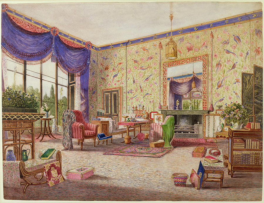 The Chinese Drawing Room, Middleton Painting by William Alfred Delamotte