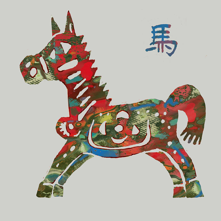 The Chinese Lunar Year 12 Animal - Horse pop stylised paper cut art ...