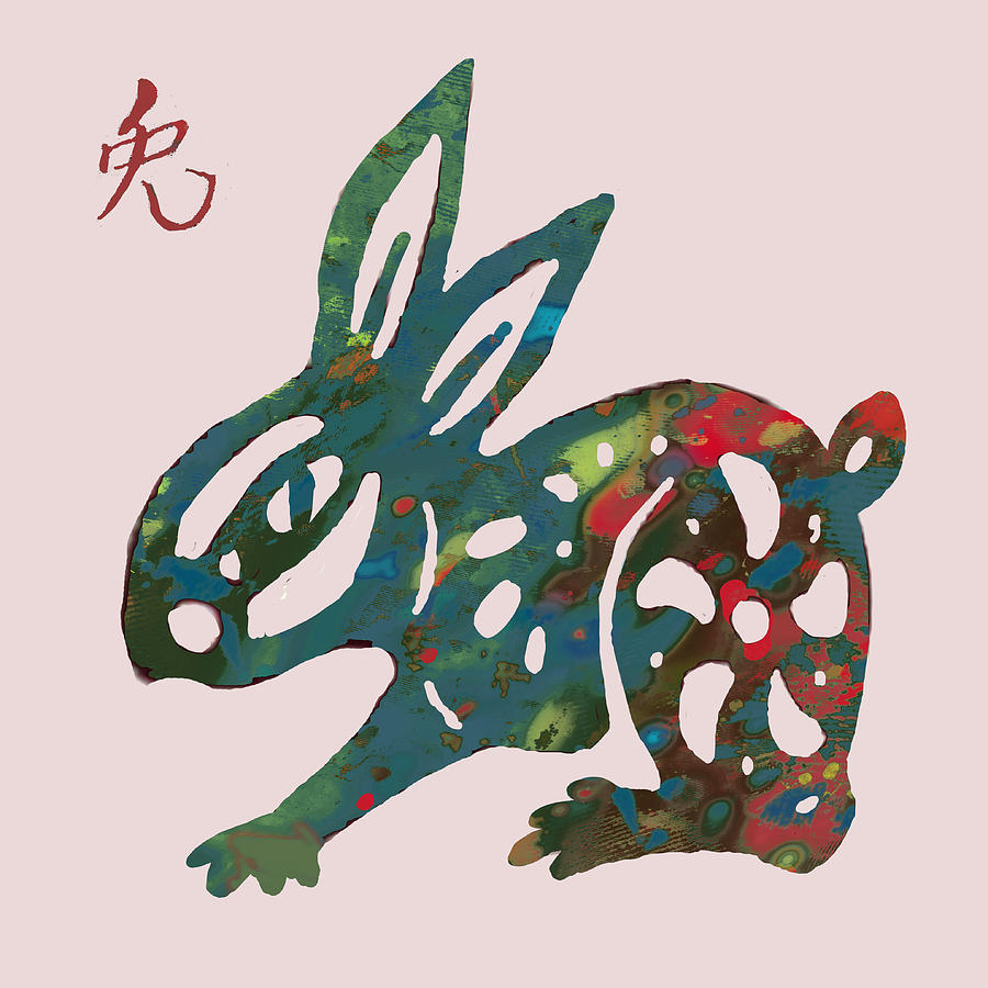 The Chinese Lunar Year 12 Animal - Rabbit/hare pop stylised paper cut