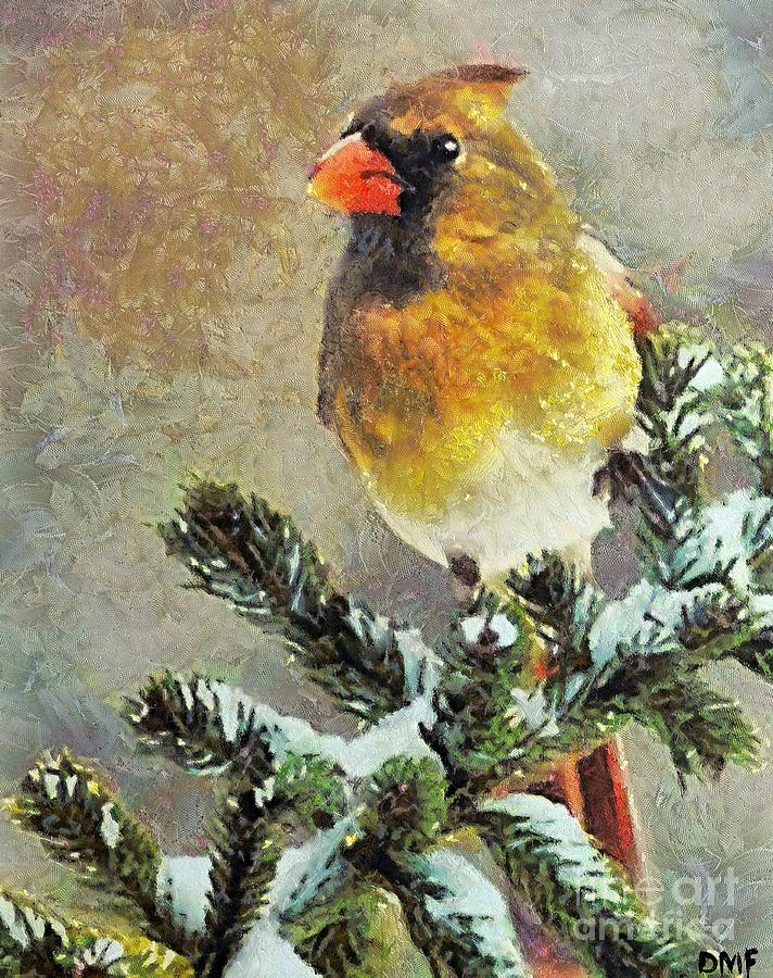 The Christmas Cardinal Painting by Dragica  Micki Fortuna
