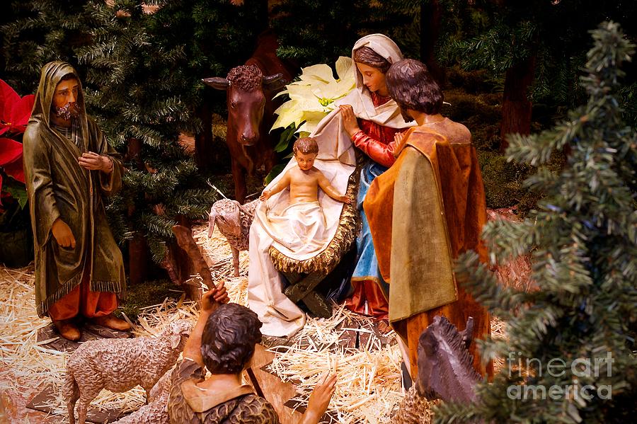 Christmas Cards Photograph - The Christmas Creche at Holy Name Cathedral - Chicago by Frank J Casella
