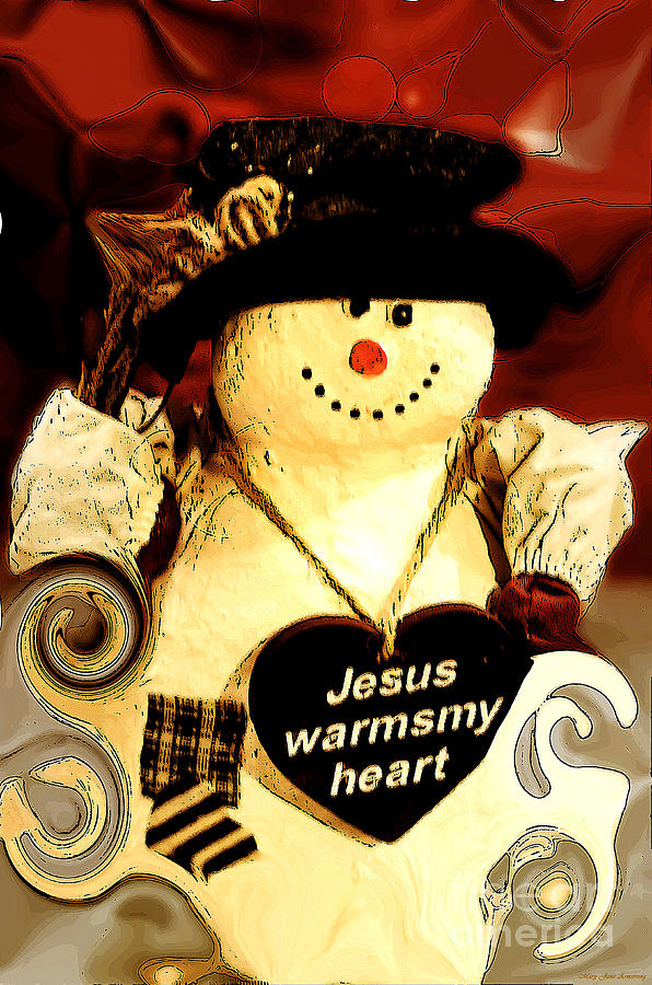 Winter Photograph - The Christmas Snowman by Mary Jane Armstrong