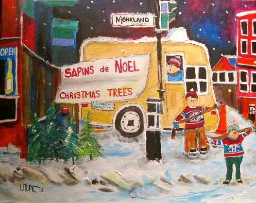 The Christmas Tree Vendor Painting by Michael Litvack