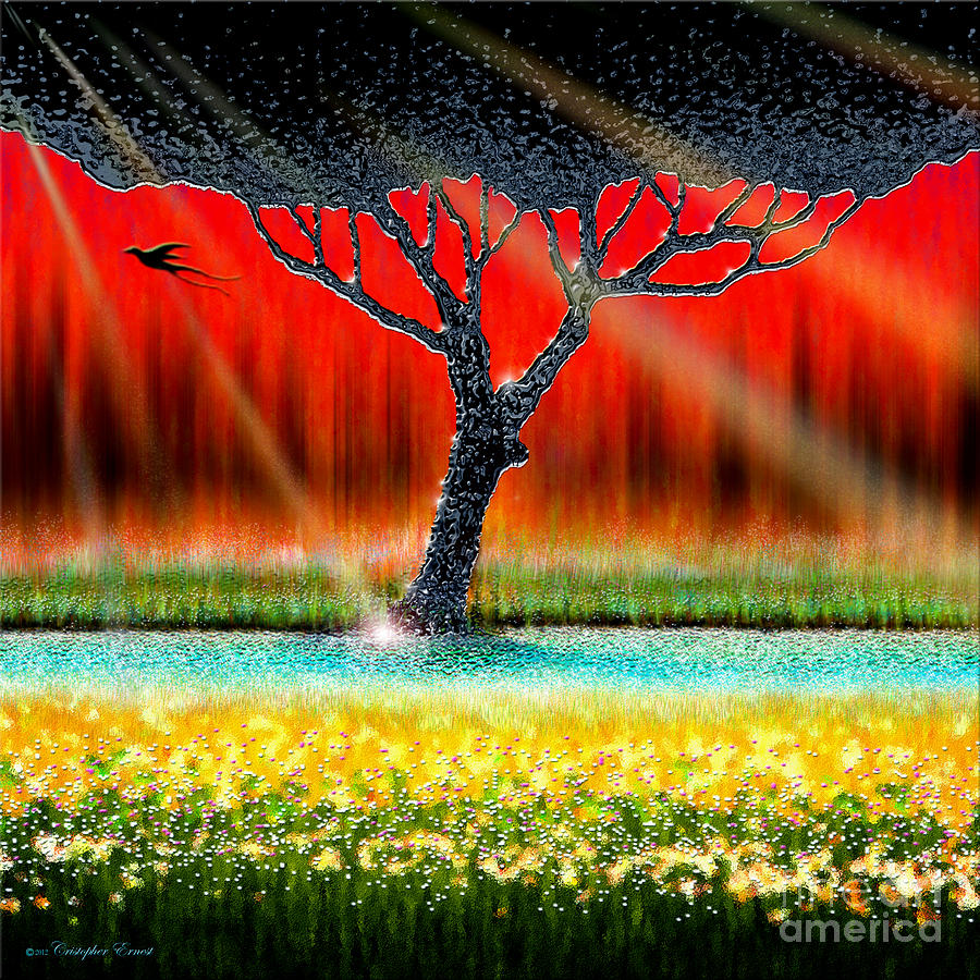 Fantasy Digital Art - The Chrome Tree by Cristophers Dream Artistry
