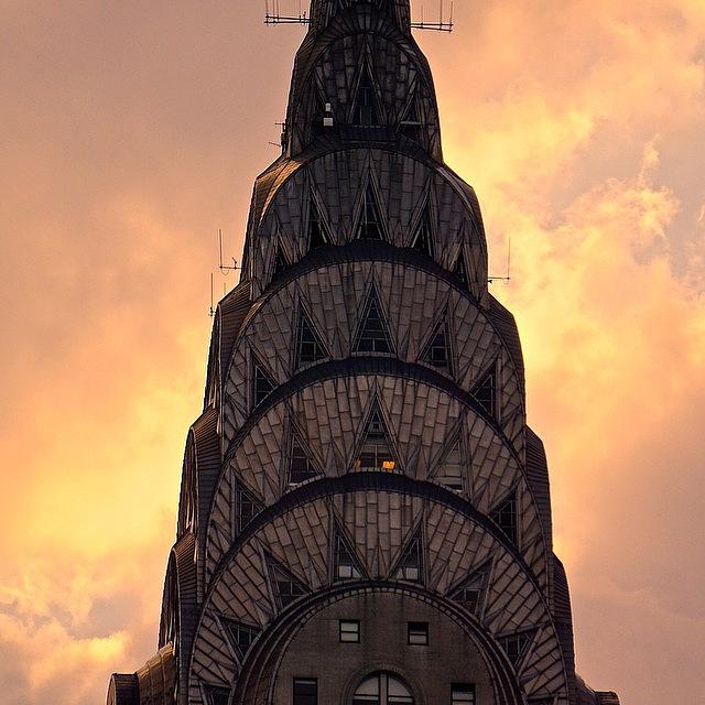 Sunset Photograph - The Chrysler Up Close By Sunset by Picture This Photography