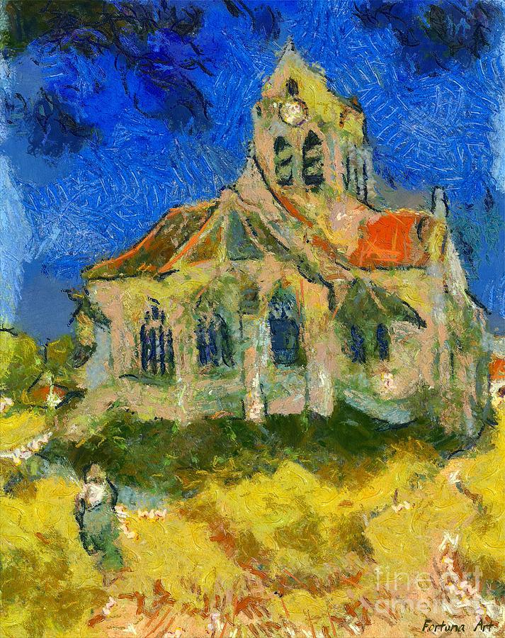 Vincent Van Gogh Painting - The Church at Auvers after Van Gogh by Dragica  Micki Fortuna