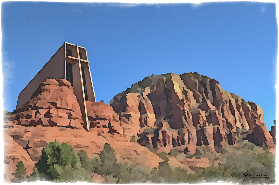 Desert Digital Art - The church in the rock by Frank Lee
