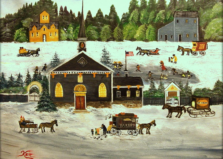 Winter Painting - The Church by Kenneth LePoidevin Winter Painting - The Church by Kenneth LePoidevin