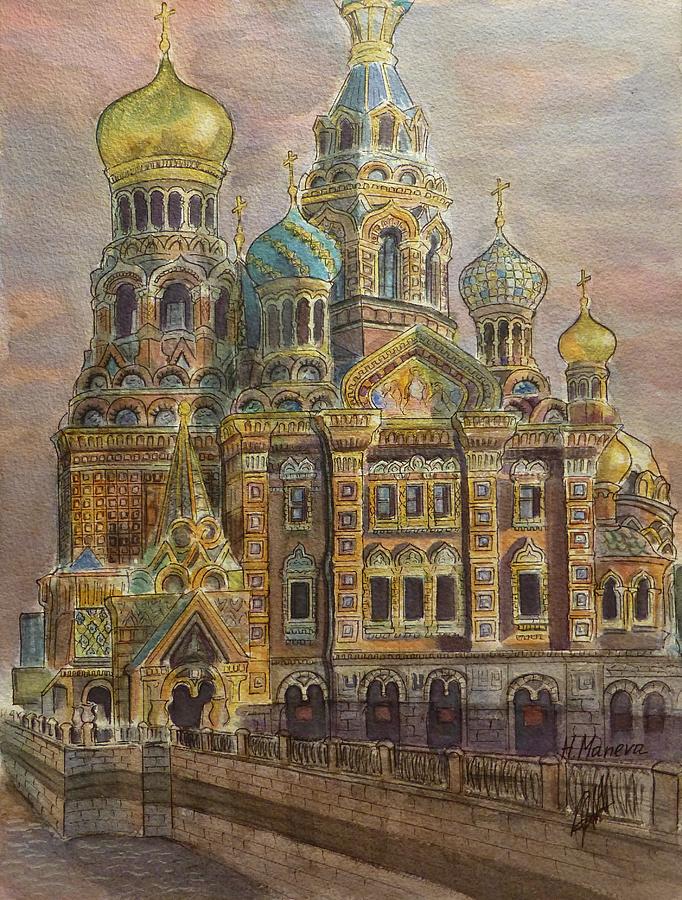 The Church of Our Savior on the Spilled Blood  St Petersburg Painting by Henrieta Maneva