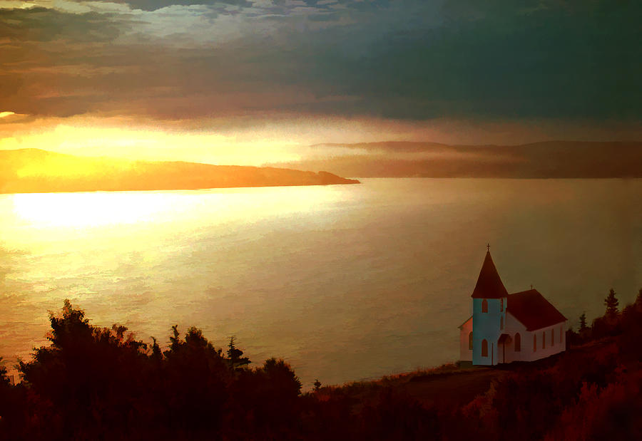 Sunset Photograph - The Church on the bay by Laird Roberts